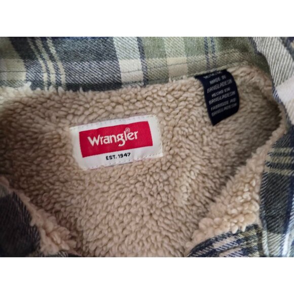 Wrangler Men's Sherpa Lined Flannel Heavyweight Shirt Jacket Chore Coat - Picture 4 of 13